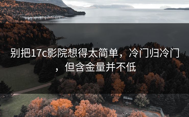 别把17c影院想得太简单，冷门归冷门，但含金量并不低