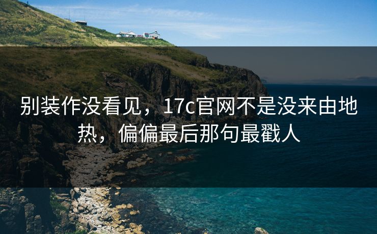 别装作没看见,17c官网不是没来由地热,偏偏最后那句最戳人 别装作没看见,17c官网不是没来由地热,偏偏最后那句最戳人