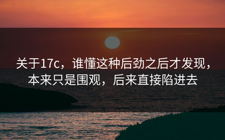 关于17c，谁懂这种后劲之后才发现，本来只是围观，后来直接陷进去